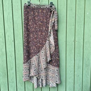 COPY - Knox Rose Peasant Style Maxi  Brown Floral Skirt